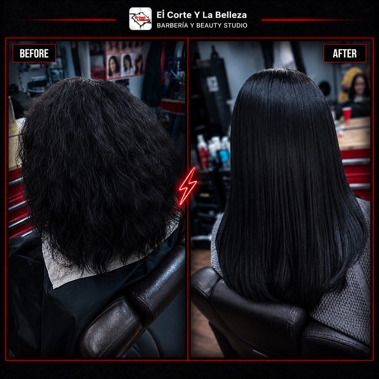 Antes y despues de alisado realizado por Gaby