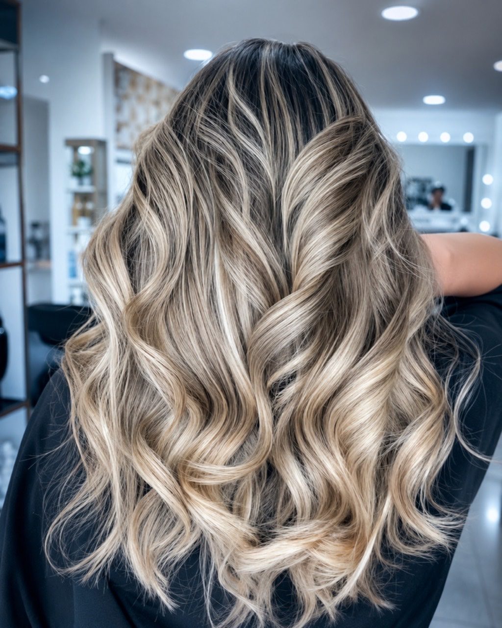 Highlights rubios y ondas realizados por Magdalena