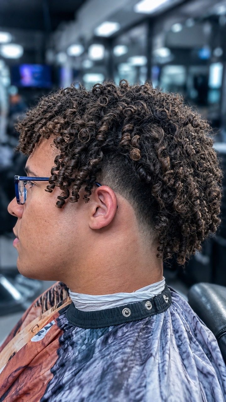 Fade con rizos realizado por Rico Vázquez