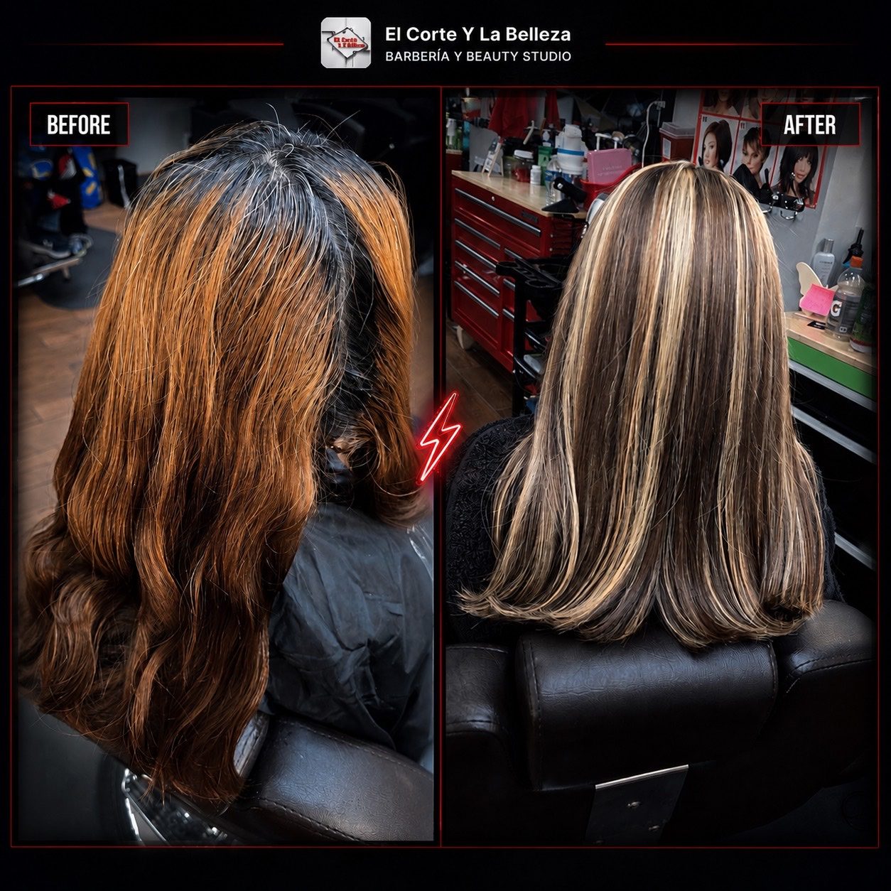 Antes y despues de color realizado por Silvia